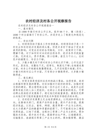 2024年农村经济及村务公开视察报告