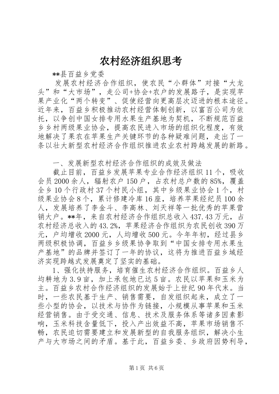 2024年农村经济组织思考_第1页