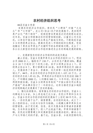2024年农村经济组织思考