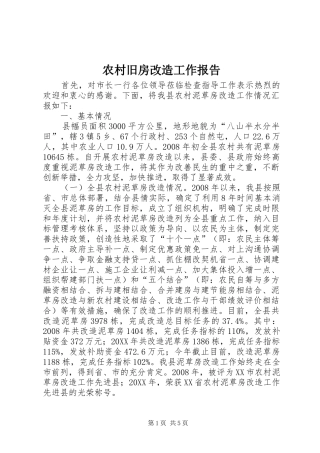 2024年农村旧房改造工作报告