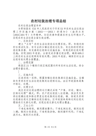 2024年农村垃圾治理专项总结