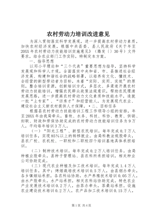 2024年农村劳动力培训改进意见