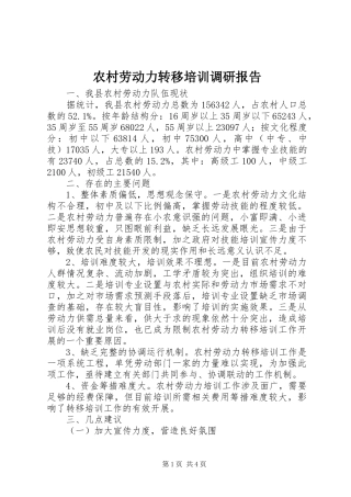 2024年农村劳动力转移培训调研报告