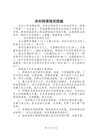 2024年农村两委现状措施