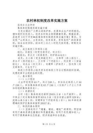2024年农村林权制度改革实施方案