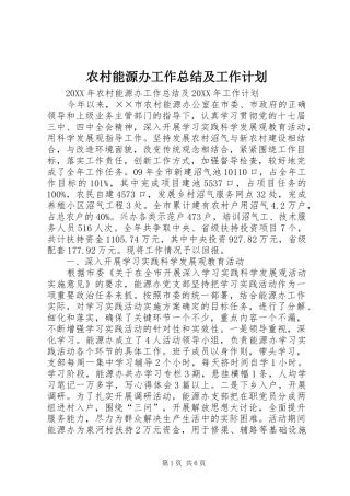 2024年农村能源办工作总结及工作计划