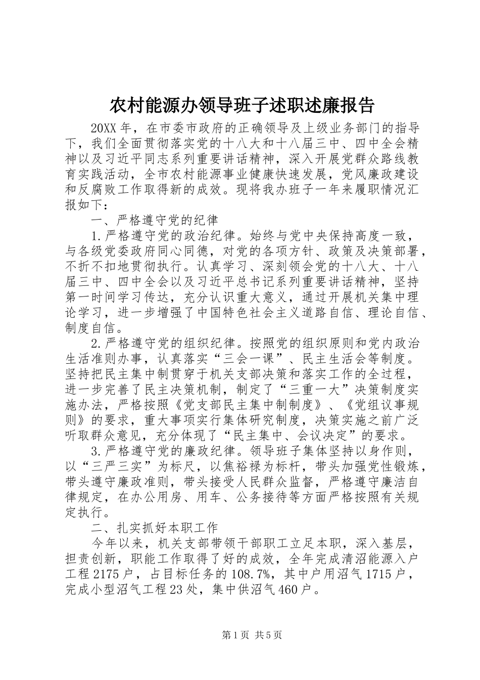 2024年农村能源办领导班子述职述廉报告_第1页