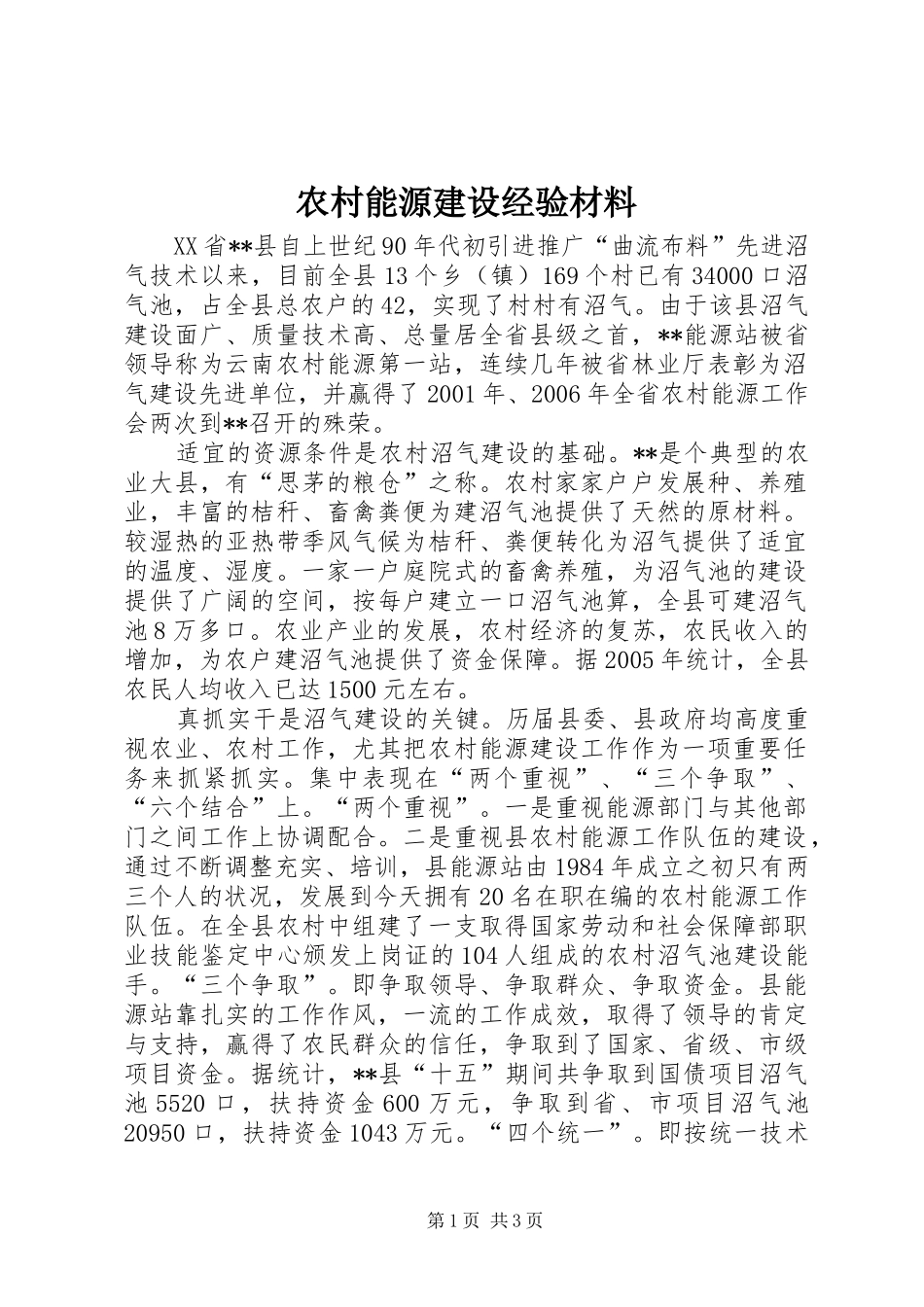 2024年农村能源建设经验材料_第1页