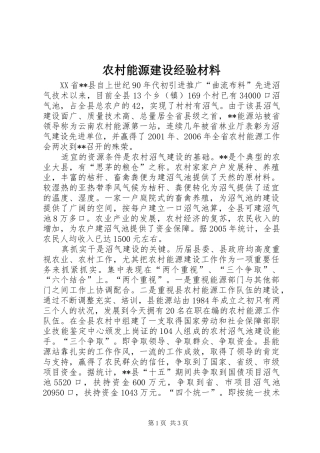 2024年农村能源建设经验材料