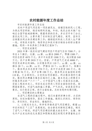 2024年农村能源年度工作总结