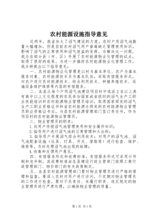 2024年农村能源设施指导意见