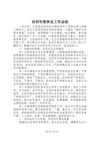 2024年农村年度林业工作总结