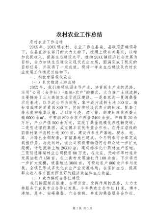 2024年农村农业工作总结
