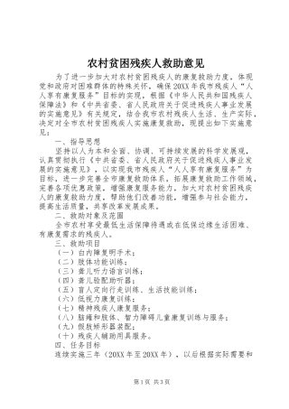 2024年农村贫困残疾人救助意见