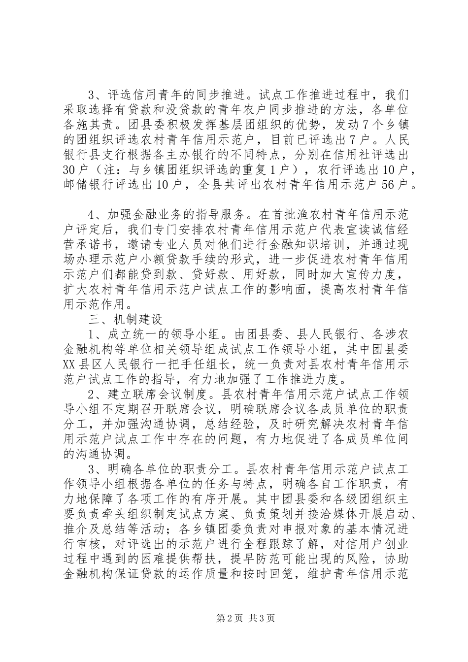 2024年农村青年信用示范户试点工作情况汇报_第2页