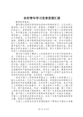 2024年农村青年学习党章思想汇报