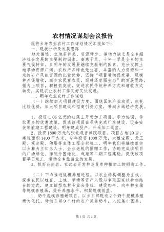 2024年农村情况谋划会议报告