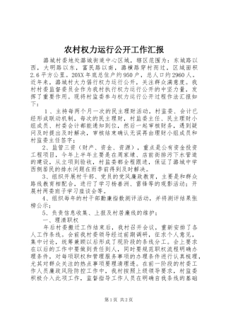 2024年农村权力运行公开工作汇报