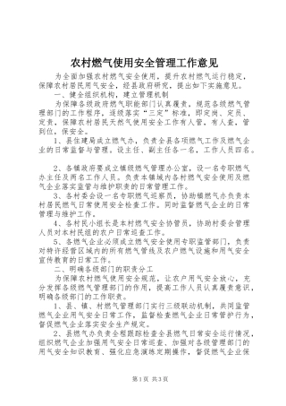 2024年农村燃气使用安全管理工作意见