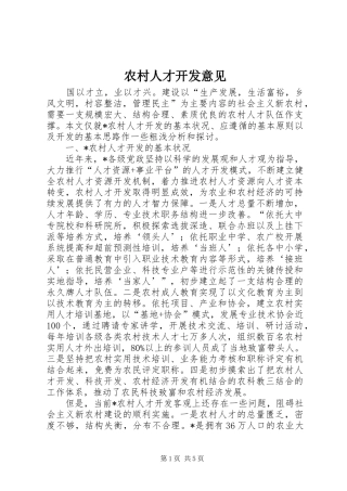 2024年农村人才开发意见