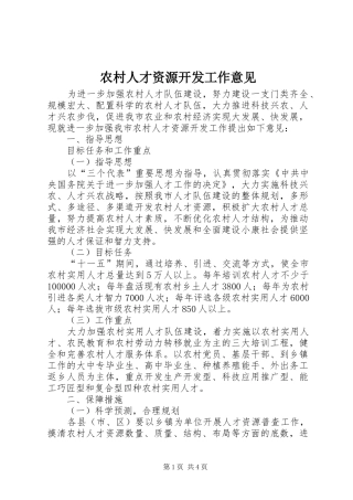 2024年农村人才资源开发工作意见