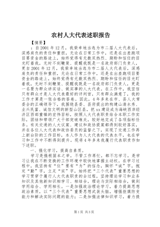 2024年农村人大代表述职报告