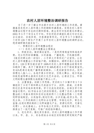 2024年农村人居环境整治调研报告