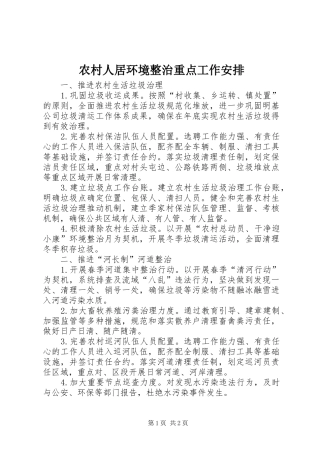 2024年农村人居环境整治重点工作安排