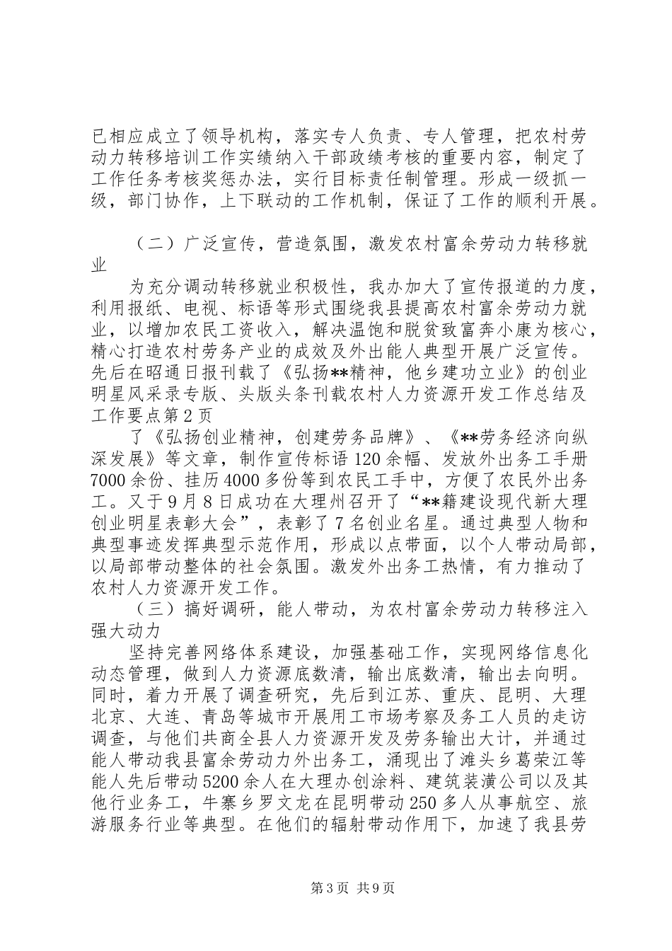 2024年农村人力资源开发工作总结及工作要点_第3页