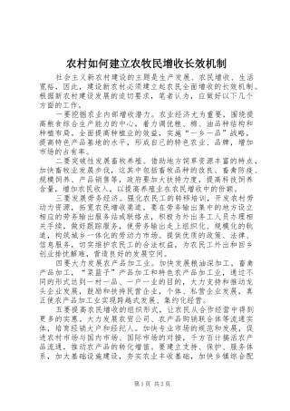 2024年农村如何建立农牧民增收长效机制