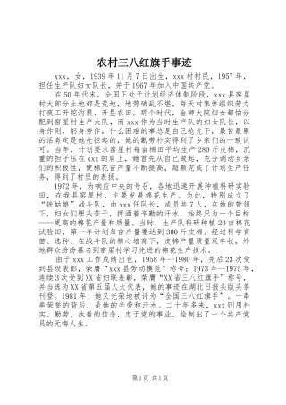 2024年农村三八红旗手事迹