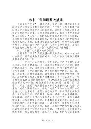 2024年农村三留问题整改措施