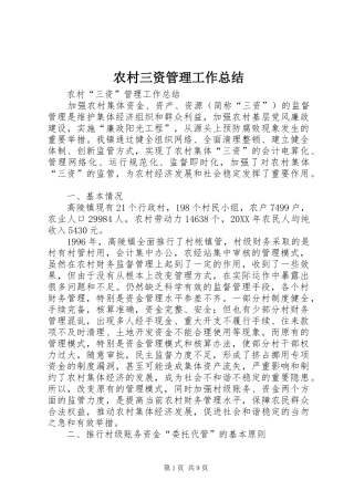 2024年农村三资管理工作总结