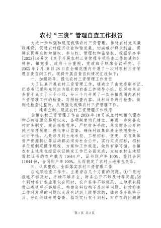 2024年农村三资管理自查工作报告