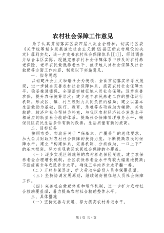 2024年农村社会保障工作意见