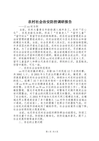 2024年农村社会治安防控调研报告