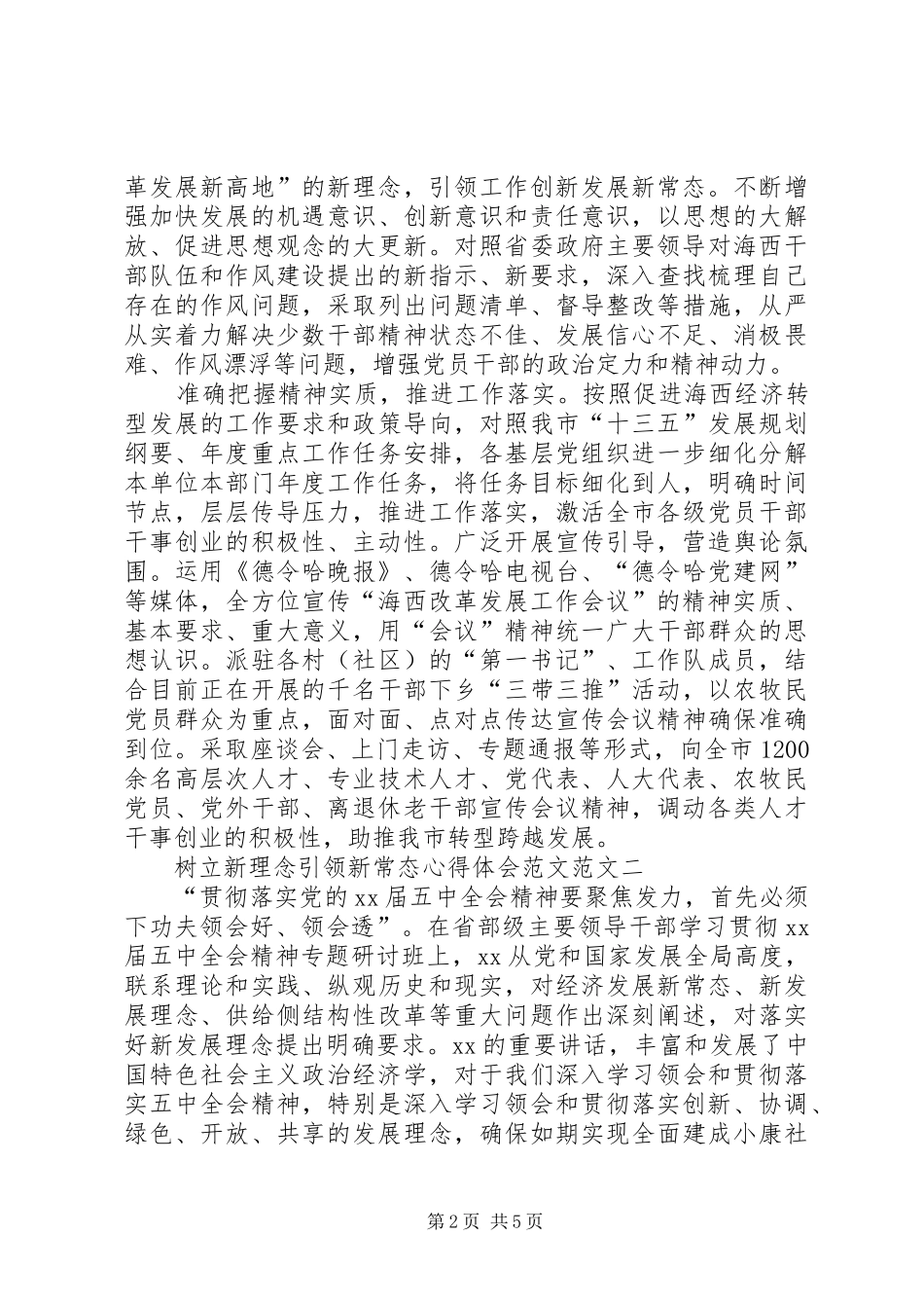 2024年树立新理念引领新常态心得体会萃选_第2页