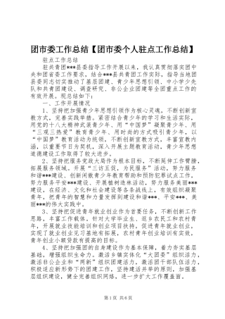 2024年团市委工作总结团市委个人驻点工作总结