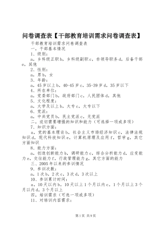 2024年问卷调查表干部教育培训需求问卷调查表