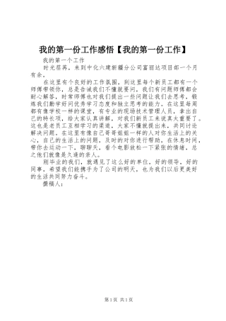 2024年我的第一份工作感悟我的第一份工作