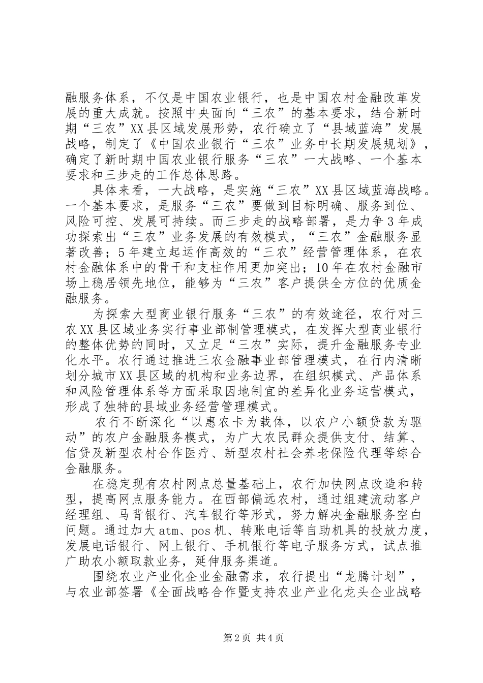 2024年县域蓝海农行县域蓝海服务三农，打造特色金融品牌_第2页