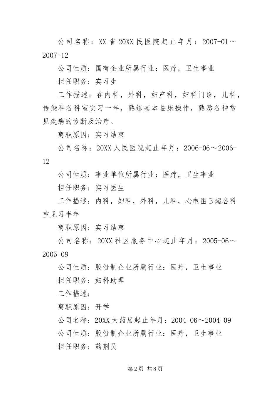 2024年应聘医生简历三篇_第2页