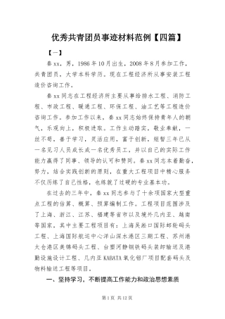 2024年优秀共青团员事迹材料范例四篇