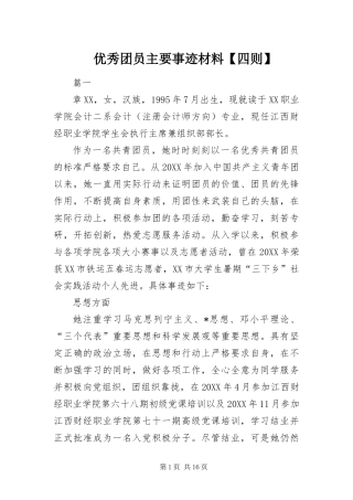 2024年优秀团员主要事迹材料四则