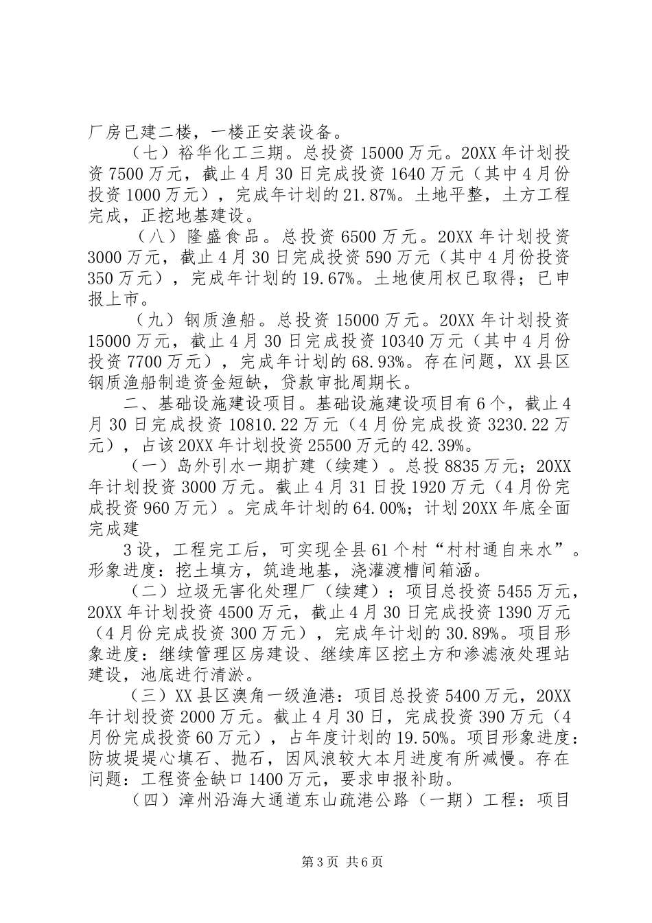 2024年月份市级领导挂项重点工作进展情况_第3页