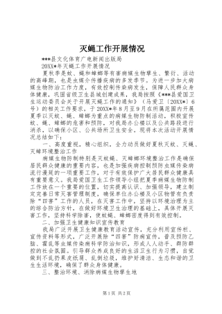 2024年灭蝇工作开展情况