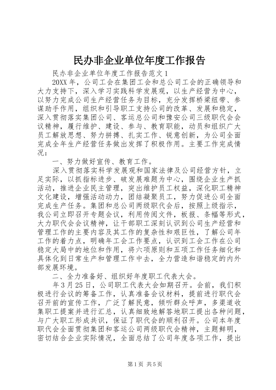 2024年民办非企业单位年度工作报告_第1页