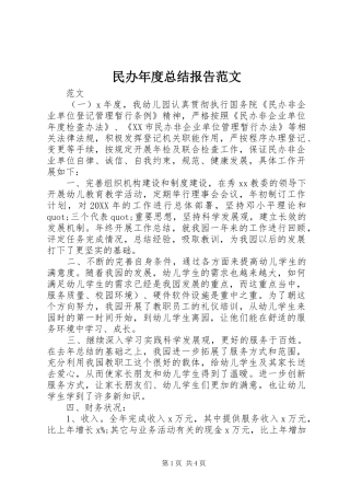 2024年民办年度总结报告范文