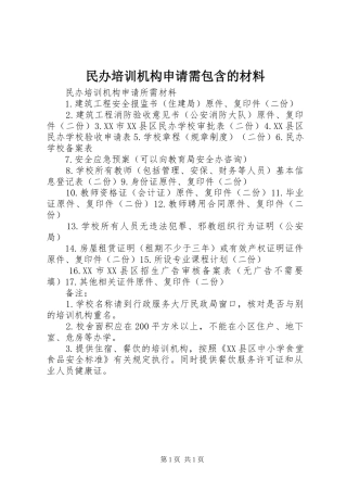 2024年民办培训机构申请需包含的材料