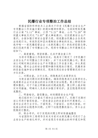 2024年民爆行业专项整治工作总结